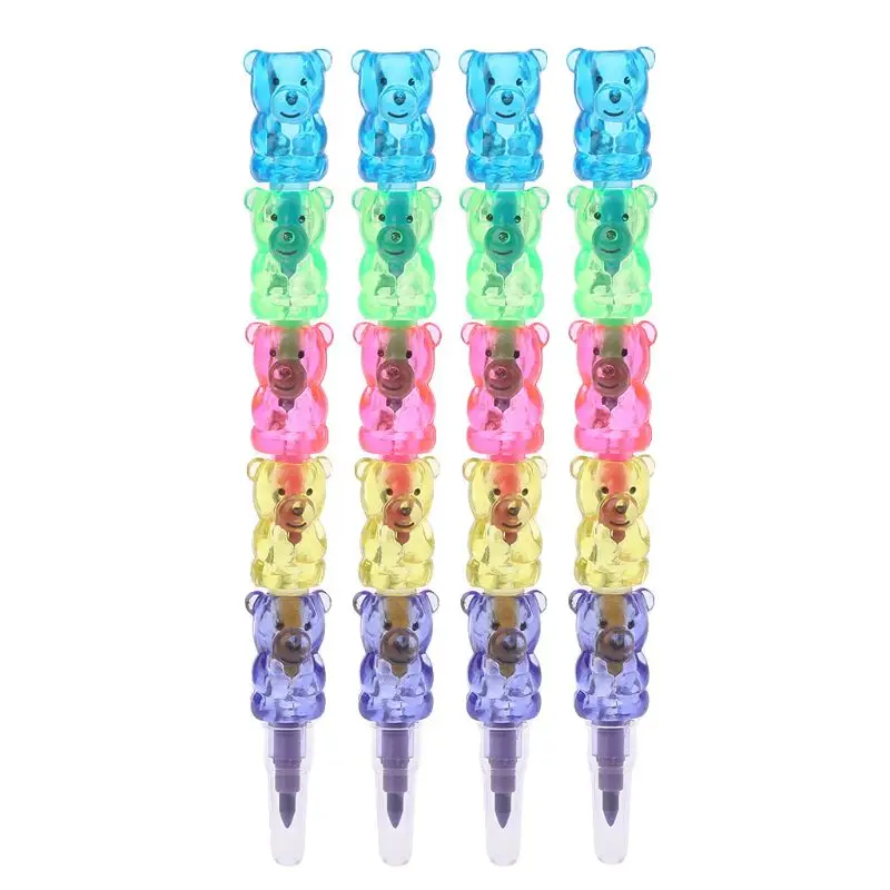 

4Pcs 5 Colors Stacker Swap Cute Snowman crayon For School Children painting Toys