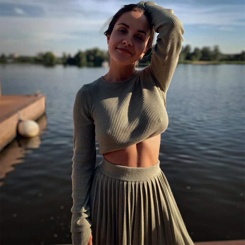 Женская зимняя юбка из двух предметов комбинированный костюм на пуговицах