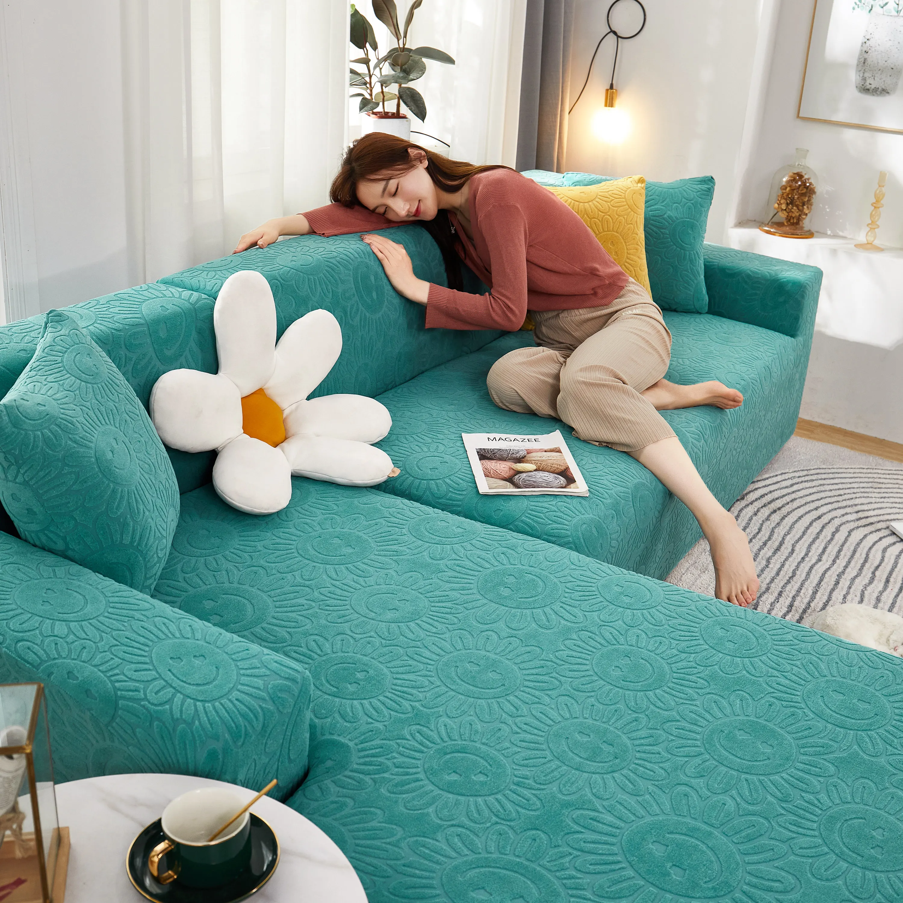 

Jacquard Stretch Sofa Cover for Living Room Elastic Sofa Slipcover Sectional Couch Cover Furniture Protector 1/2/3/4 Seater