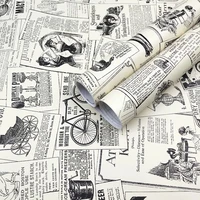 pvc old newspaper pattern wallpaper self adhesive waterproof contact paper for living room bedroom peel and stick wall stickers