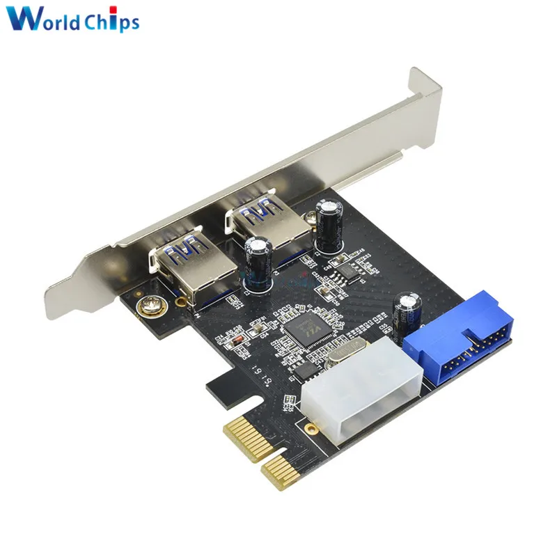 

USB 3.0 PCI-E плата-адаптер Внешний 2 порта USB 3,0 концентратор внутренний 19-контактный разъем PCI экспресс-карта 4-контактный разъем питания IDE