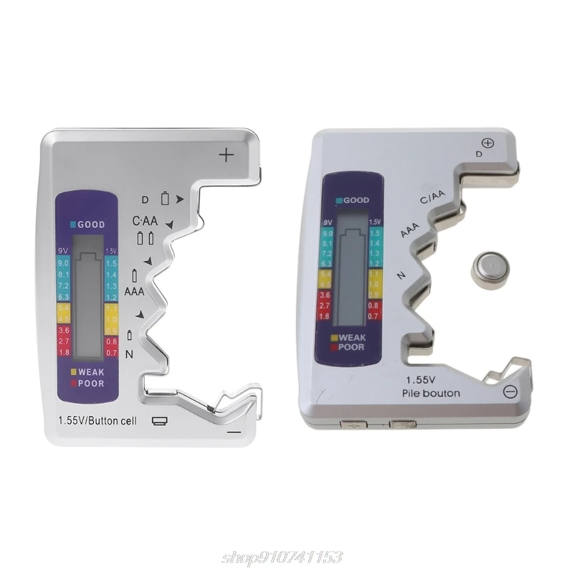 Цифровой тестер емкости аккумуляторов детектор C/D/N/AA/AAA/9 в 6F22/1 55 Кнопочная ячейка