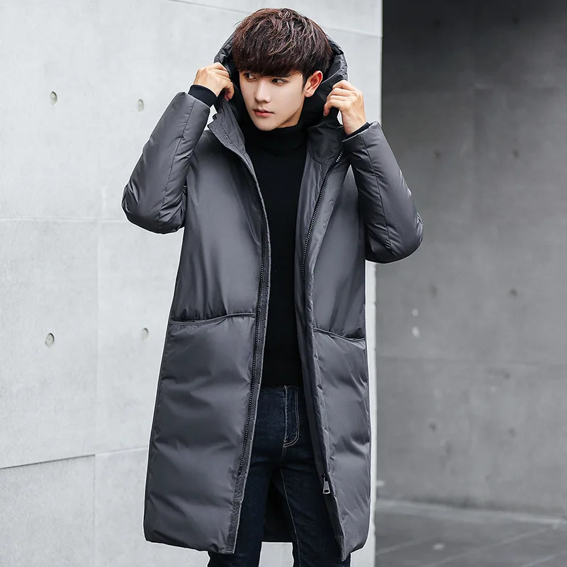 

Winter Jacket Men Long Parka Coat Cotton Padded Hooded Windbreaker Outdoor Jacket Black Jacket Zipper Up Slim Fit Big Pockets