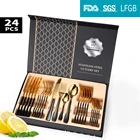 HEYI 24 шт. столовые приборы из нержавеющей стали 1010 Подарочная коробка для еды набор продуктов Золотая кухонная посуда набор тарелок и мисок YSH