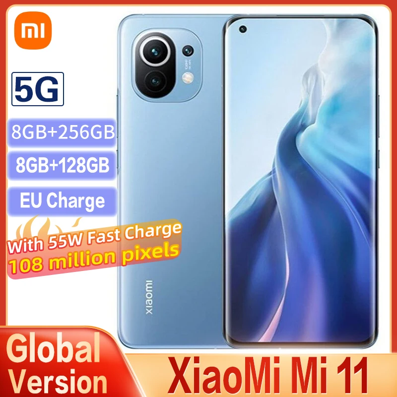 Global Version Xiaomi Mi 11 Smartphone 8GB RAM 256GB ROM Snapdragon 888 Octa Core 100 Million Pixels 55W Fast Charge 120Hz NFC