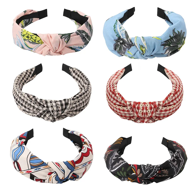 

1 предмет, модный завязанный ткань повязка на голову 24 Цвета широкий клетка, горошек резинки для волос для женщин и девочек ободок тюрбан акс...