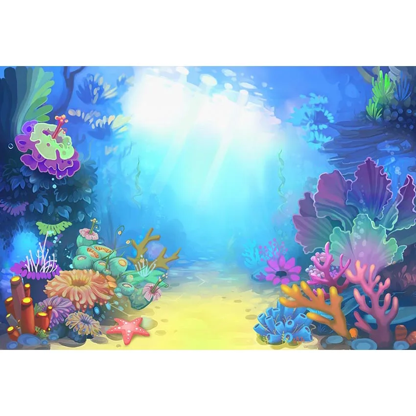 

7x5ft Under Blue Sea Party Colorful Corals Plants Sunshine Custom Photo Studio Background Backdrop Vinyl Banner 220cm x 150cm