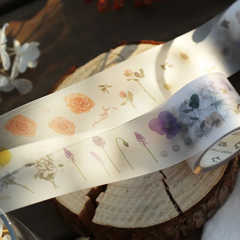 Ретро прозрачный натуральный растительный набор декоративного скотча Васи