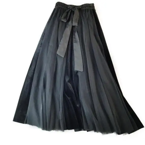 2020 летние сетчатые тюлевые юбки с цветочной вышивкой длинная юбка высокой талией