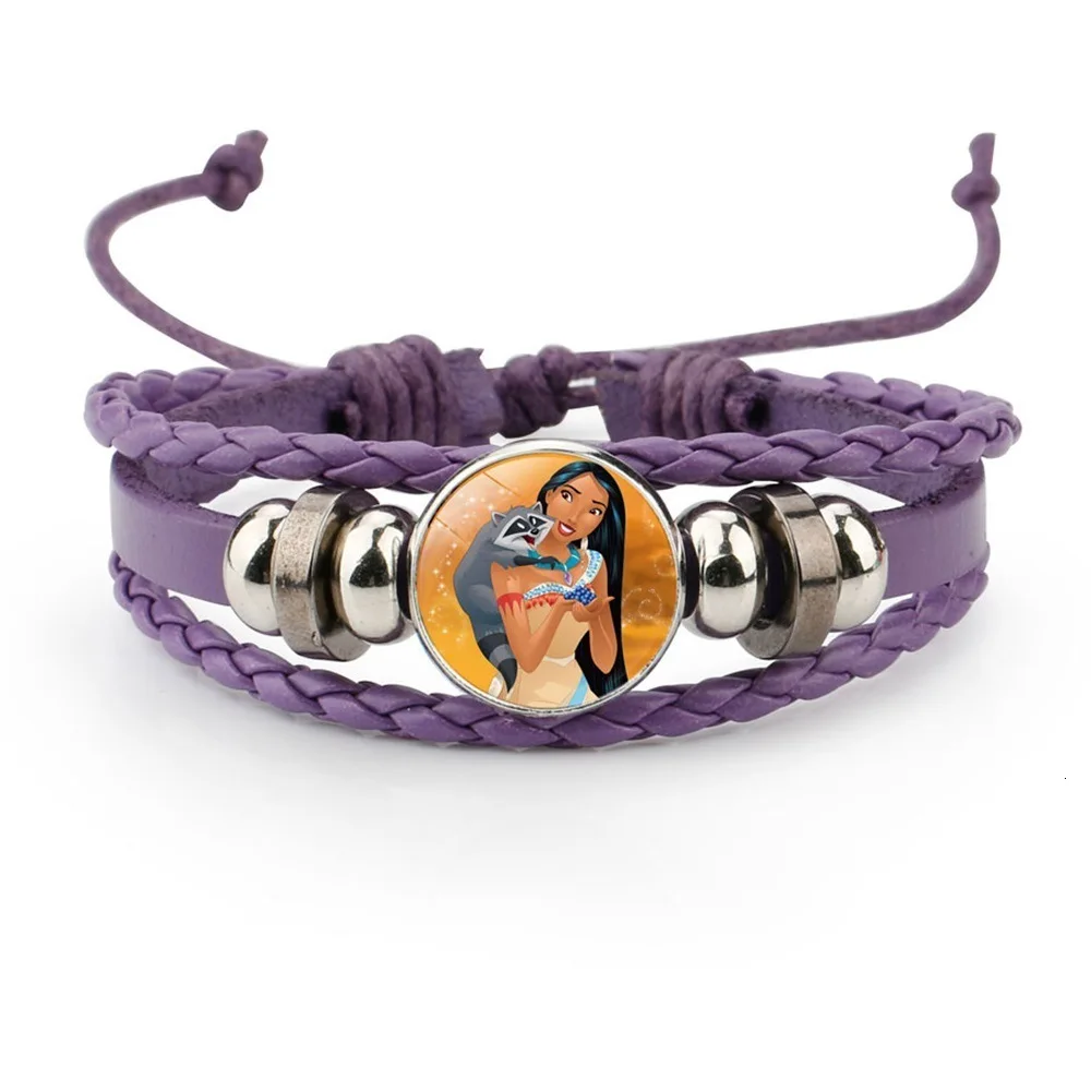 Новые Мультяшные браслеты Pocahontas Poka A. Hontas Pocahontas, кожаные браслеты принцессы, регулируемые браслеты для детей, подарки для девочек, Прямая поставка