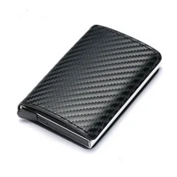 bycobecy 2020 fashion credit card holder carbon fiber card holder aluminum slim short card holder rfid blocking card wallet