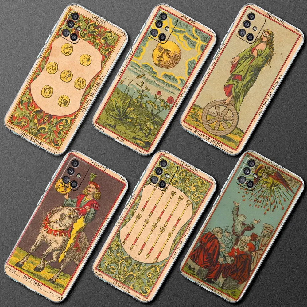 

Clear Phone Case For Samsung Galaxy A51 5G A71 A21s A31 A12 A52 A41 A91 A11 A32 A72 Shockproof Soft Cover Tarot Cards Reading