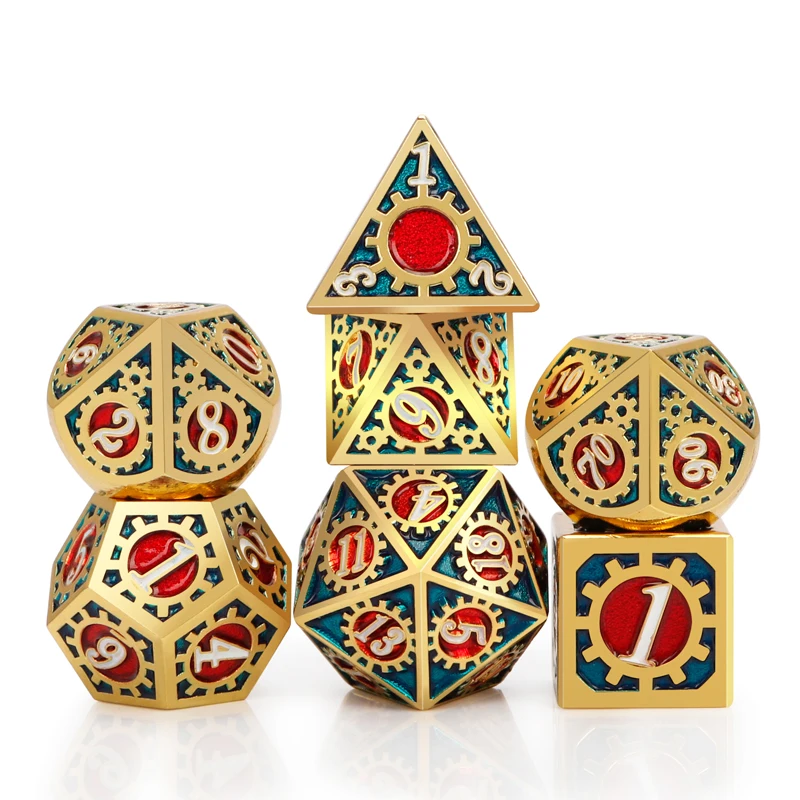 

Metal Dnd Dice Sets Dungeon And Dragon D20 D&D Polyhedral Red Gold Blue RPG MTG Gear Role Playing 7PCS D20 D12 D10 D8 D6 D4