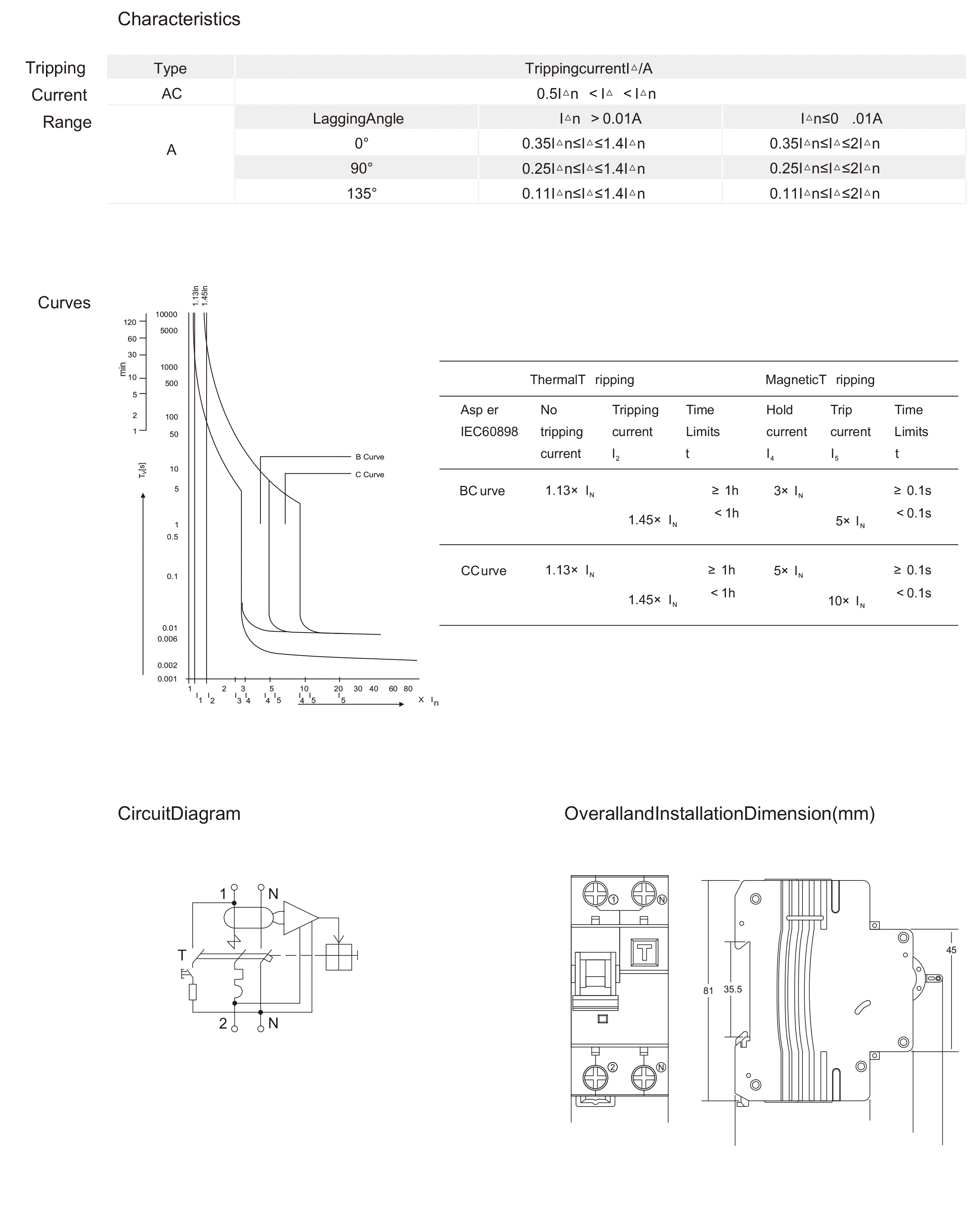 RCBO EKL3-40 1P+ N C Тип 230V~ 50 HZ/60 HZ RCCB с защитой от перегрузки по току 6A 10A 16A 20A 25A 32A 40A