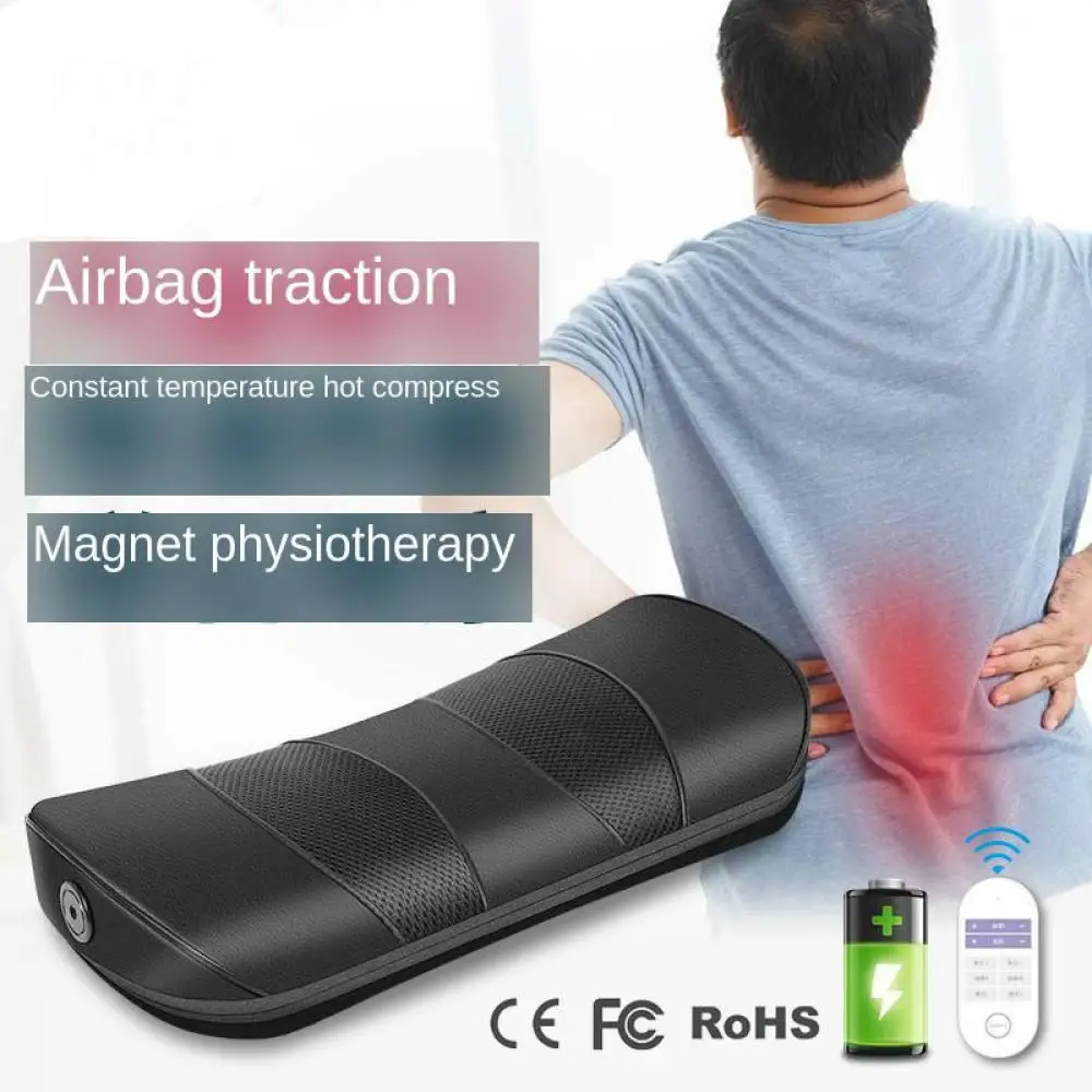 

Electric Waist Massager Vibration Hot Compress Massager Air Pressure Spine Support Pillow Lumbar Traction Device Back Stretcher