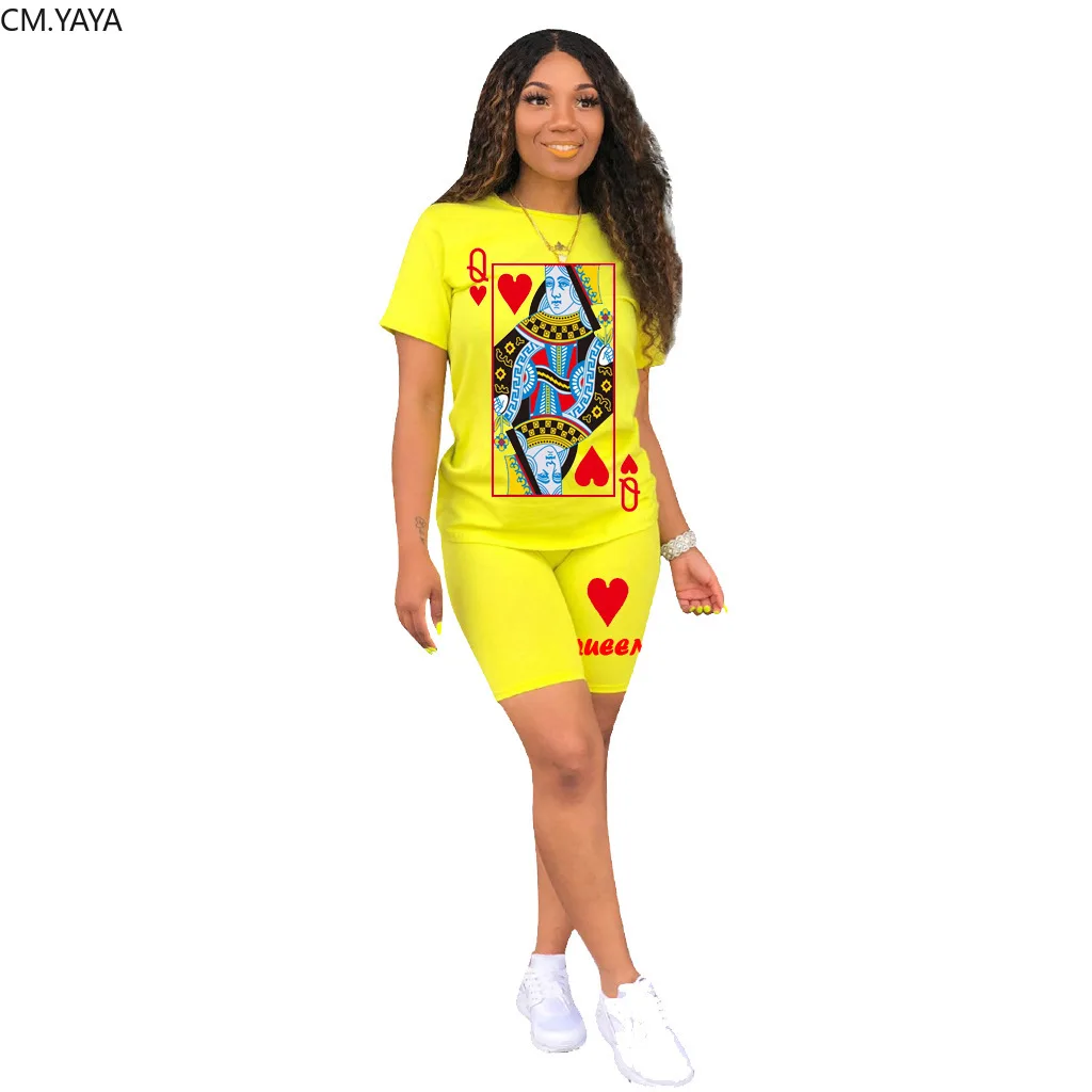 Женский спортивный костюм CM.YAYA комплект из двух предметов: футболка с круглым