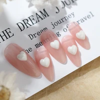 50pcs nail ceramic small heart shaped flatback white pearl 3d charms decoration accessories supplies for professionals wholesale