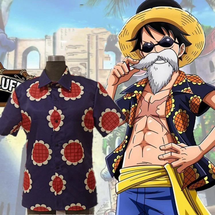 

One Piece Cosplay Luffy Short Shirt Sunflowers Demon Anime Uniform Devilian Kawaii Harajuku Japanese Anime Party Clothing Casual