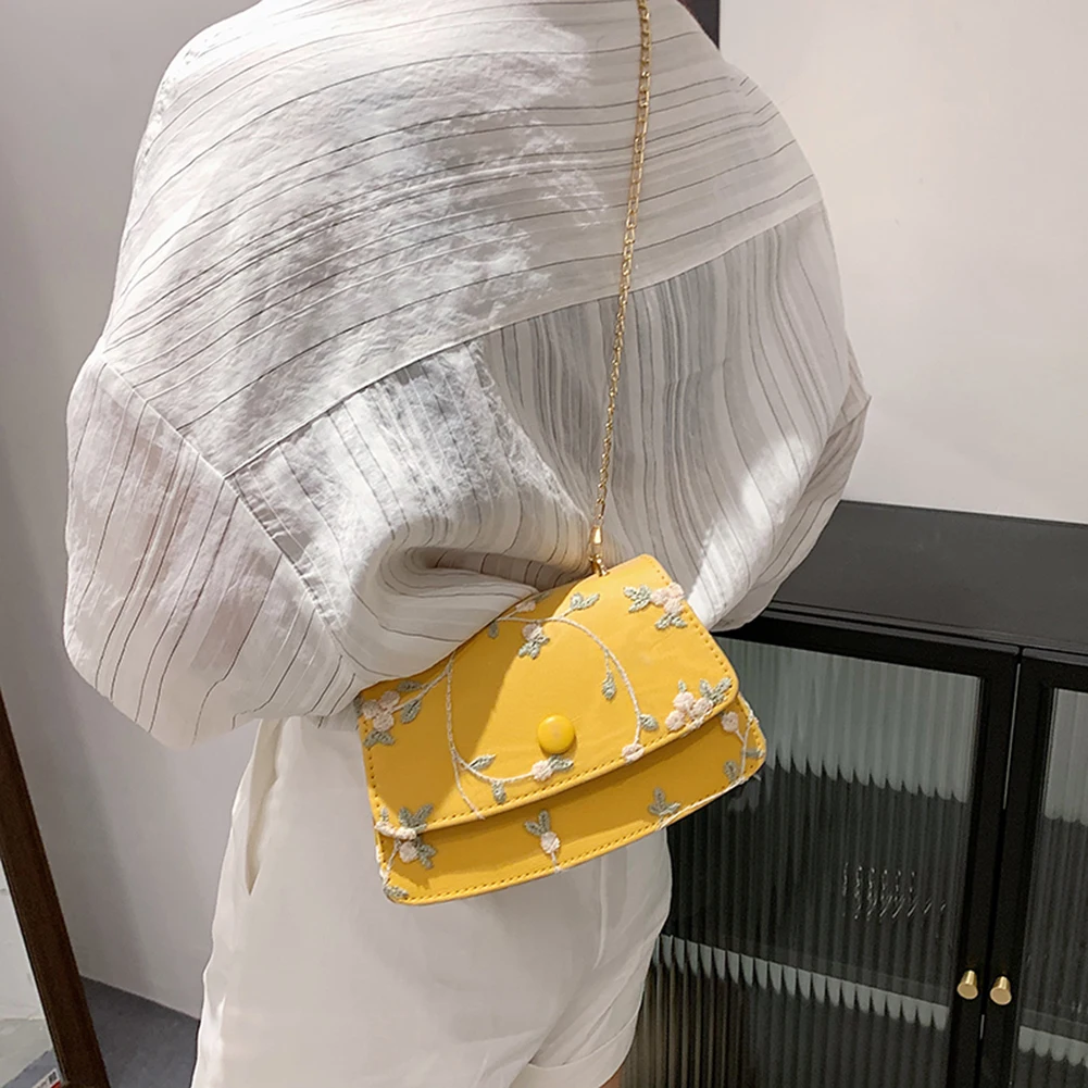 

Женская сумка через плечо, из искусственной кожи, с цветочной вышивкой и сеткой