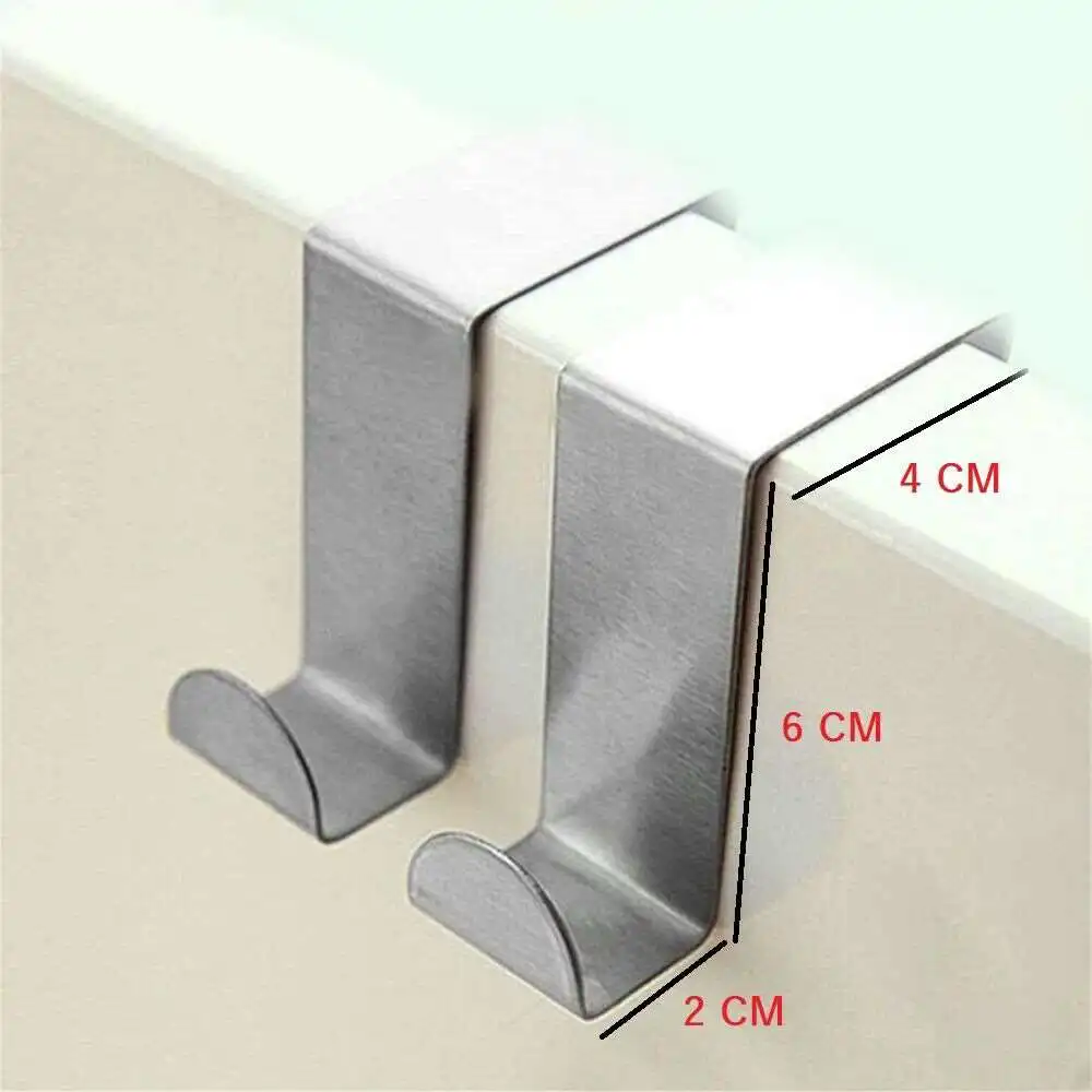 

10pcs Over Door Hooks Stainless Steel Reversible Hooks Cupboard And Drawer Hooks Coats