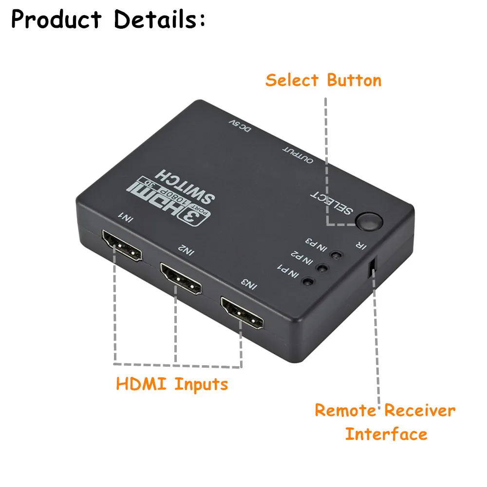 3 порта 3x1 hdmi разветвитель в 1 выходной распределительный блок 1080p HD 4 с пультом
