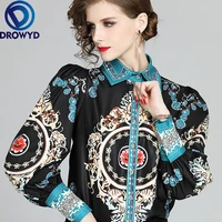 2020 luxury womens tops and blouses louis print long sleeved black shirt female summer design loose wild cardigan top plus size