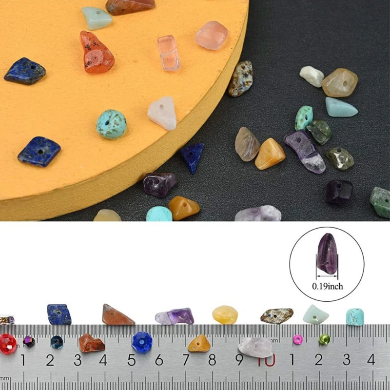 

R58E 1 Set Natural Irregular Gemstones Beads Kit with Spacer Beads Jump Rings Ear Hooks Pliers for DIY Jewelry Making