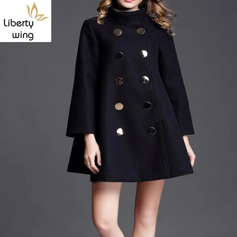 Модные женские длинные шерстяные пальто больших размеров высококачественные