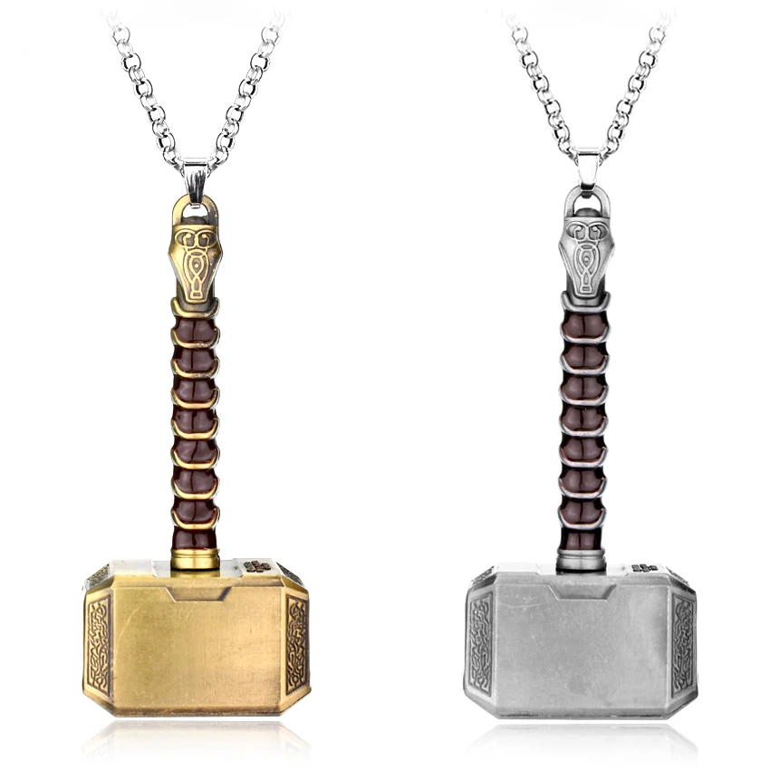 

Hot Movie hammer Thor Keychain Pendant Necklace Bronze Key Chain For Male Female Gifts
