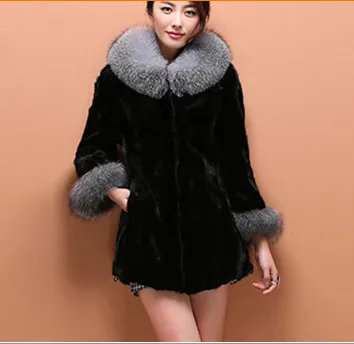 Женское пальто размера плюс Осень-зима средней длины толстое Норковое 6XL пышное
