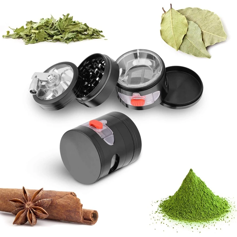 

Herb Grinder, Premium Hand Cranked Design, Higher Volume - 3 Separation Chambers Contain Drawer and Powder Separator