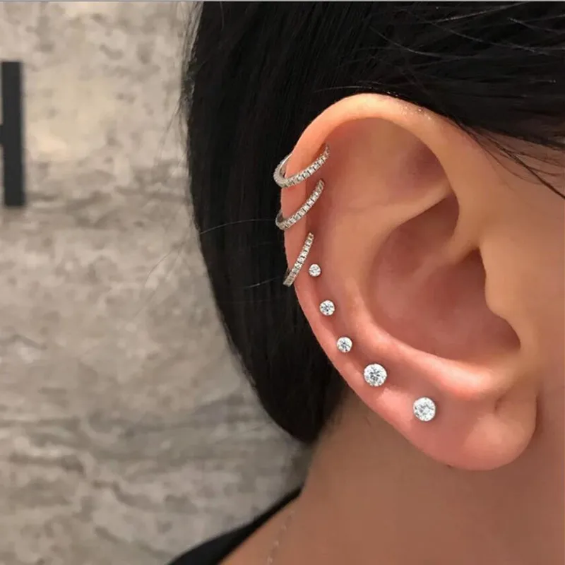 New Chain Gold Earrings For Woman Trendy Geometric CrossTriangle Circle Moon Star Pendant Dangle Set Female Jewelry | Украшения и