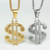 hip hop golden america dollar pendant necklace with chain iced out bling stainless steel jewelry for men woman xl1661n