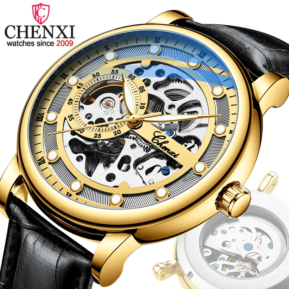 

Fashion Business Waterproof Watch CHENXI Brand 8843 Mens Automatic Mechanical Watches Tourbillon Self Winding Men Wristwatch