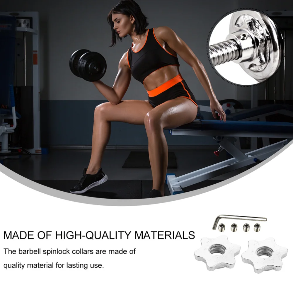 

2 Pcs Standard Barbell Spin Lock Collar Dumbbell Hex Nut Cap for Weight Training