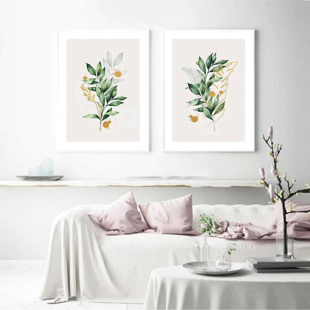 Скандинавская природа растения цветы холст картина в скандинавском стиле два