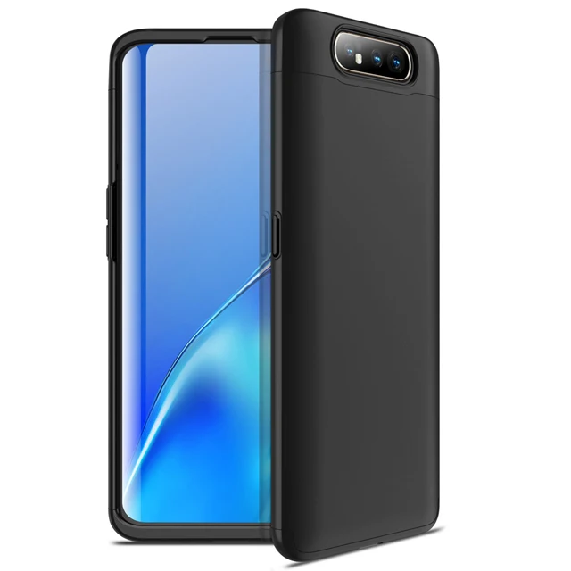 Черный 3 в 1 Футляр для samsung Galaxy A80 чехол-накладка для мобильного телефона для samsung a80 матовый чехол-Броня Защита Корпус Coque - Цвет: Черный
