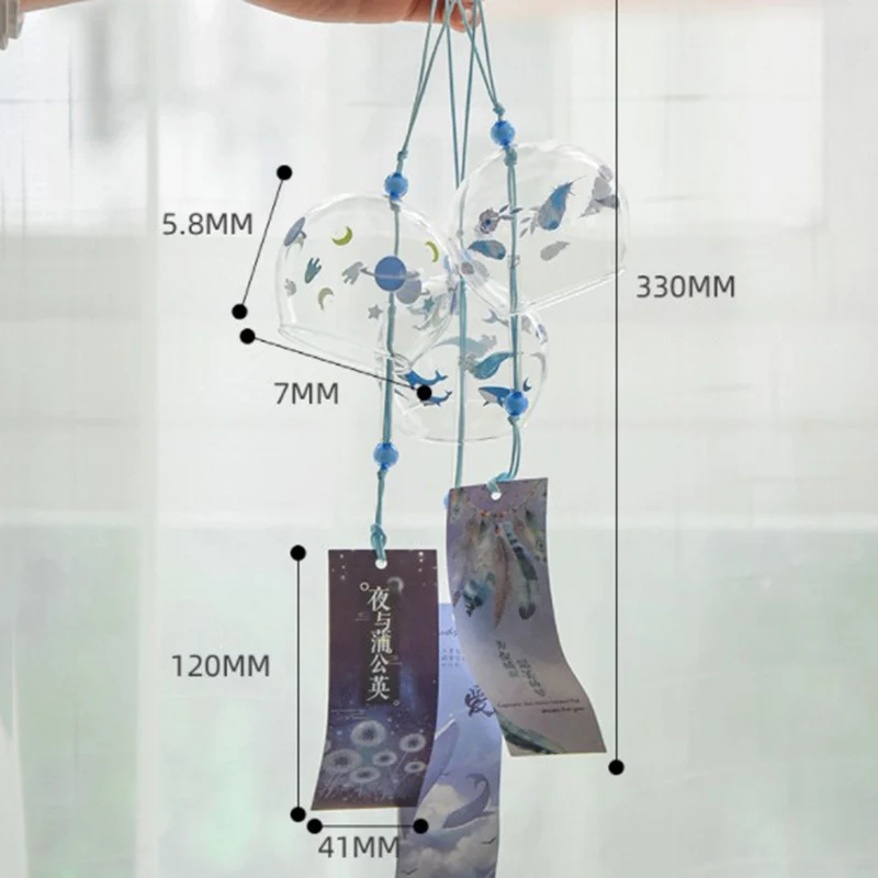 

1pc Creative Japan Style Constellation Decor Pattern Glass Hanging Wind Chime Decoration Crafts Wind Bells Office Home Pendant