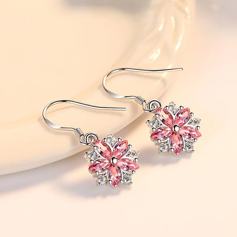 Серьги из серебра 925 пробы с розовым желейным глазом серьги в виде пиона и цветка