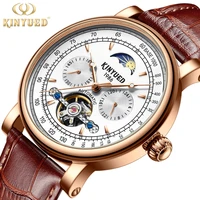 mechanical watch men tourbillon automatic mens watches moon phase waterproof luxury relogio masculino leather strap male clock
