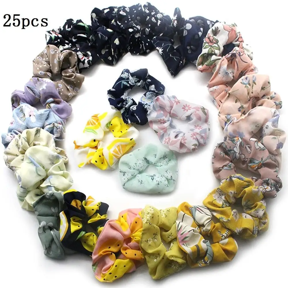 25pcs 28 шт., одноцветная шелковая атласная лента для волос Ligas Para Cabello Chouchou Cheveux Femme, инструменты для укладки волос, косички для волос - Цвет: 25pcs