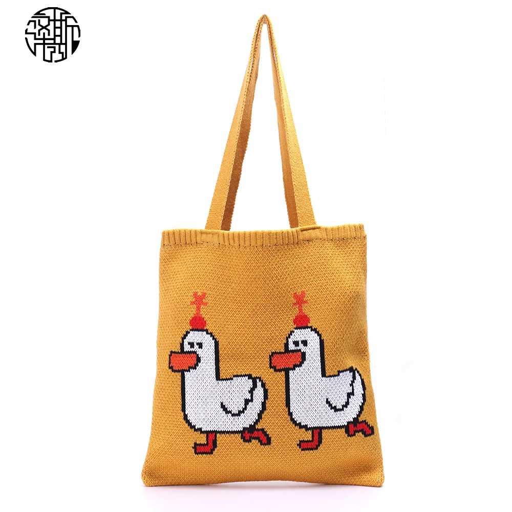 

Милая вязаная забавная мультяшная сумка Zenos на плечо, кошелек, вязаные узоры, Женская Повседневная сумка