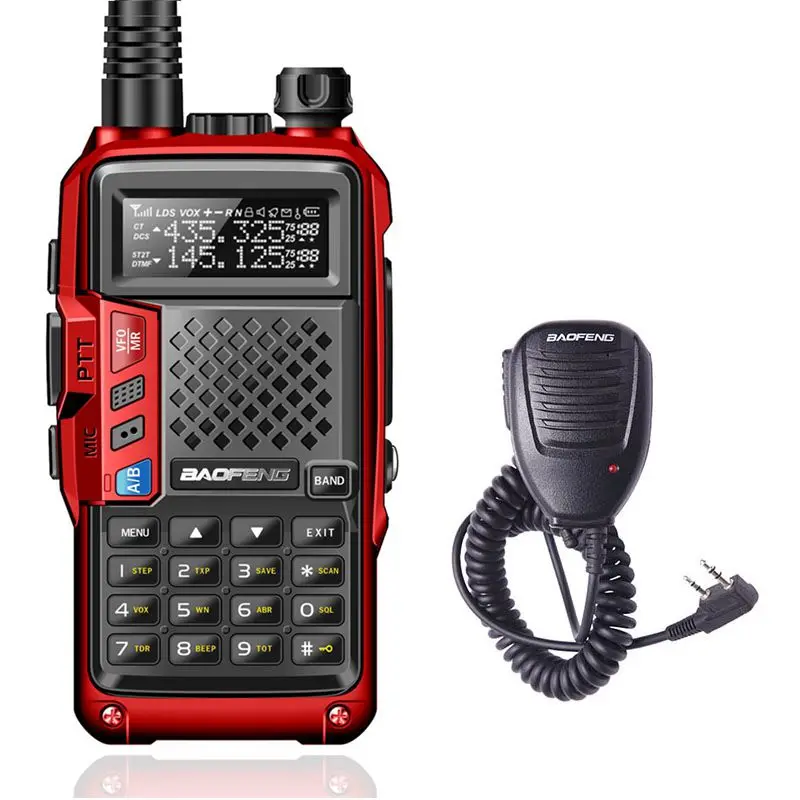 red speaker BAOFENG BF-UVB3 PLUS 8 Вт 8 Вт Высокая мощность UHF/VHF Двухдиапазонный 10 км длинный диапазон портативный ham Walkie Talkie несколько режимов зарядки - Цвет: red speaker