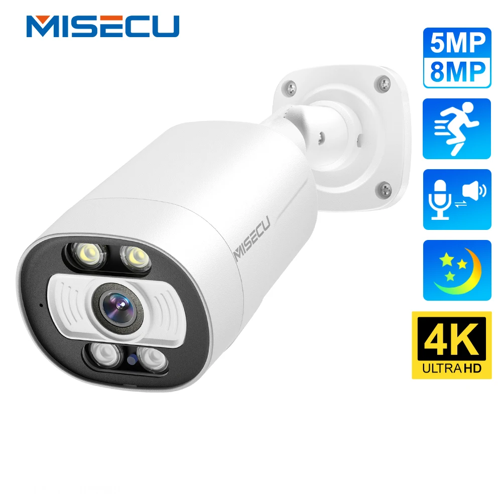 IP-камера MISECU 5 Мп 4K Уличная С дуплексным аудио и датчиком присутствия - изображение