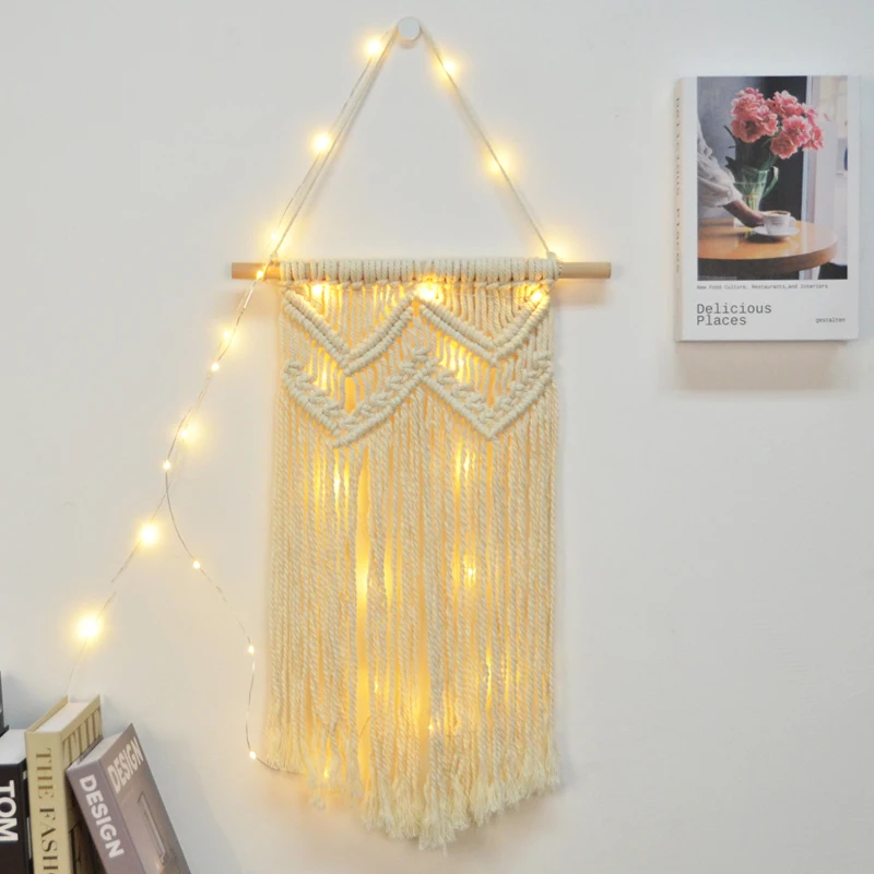 

Креативный настенный хлопковый Плетеный гобелен с кисточками, настенный подвесной богемный макраме для ресторана, домашний декор