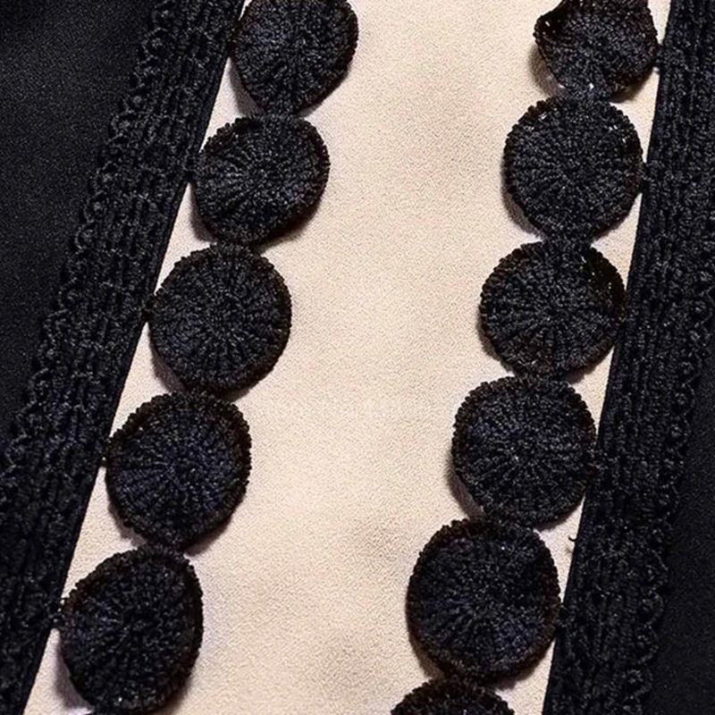 

Women Muslim Long Sleeve Maxi Dress Lace Polka Stitching Islamic Middle East Dubai Robe Color Block Belted Abaya Kaftan