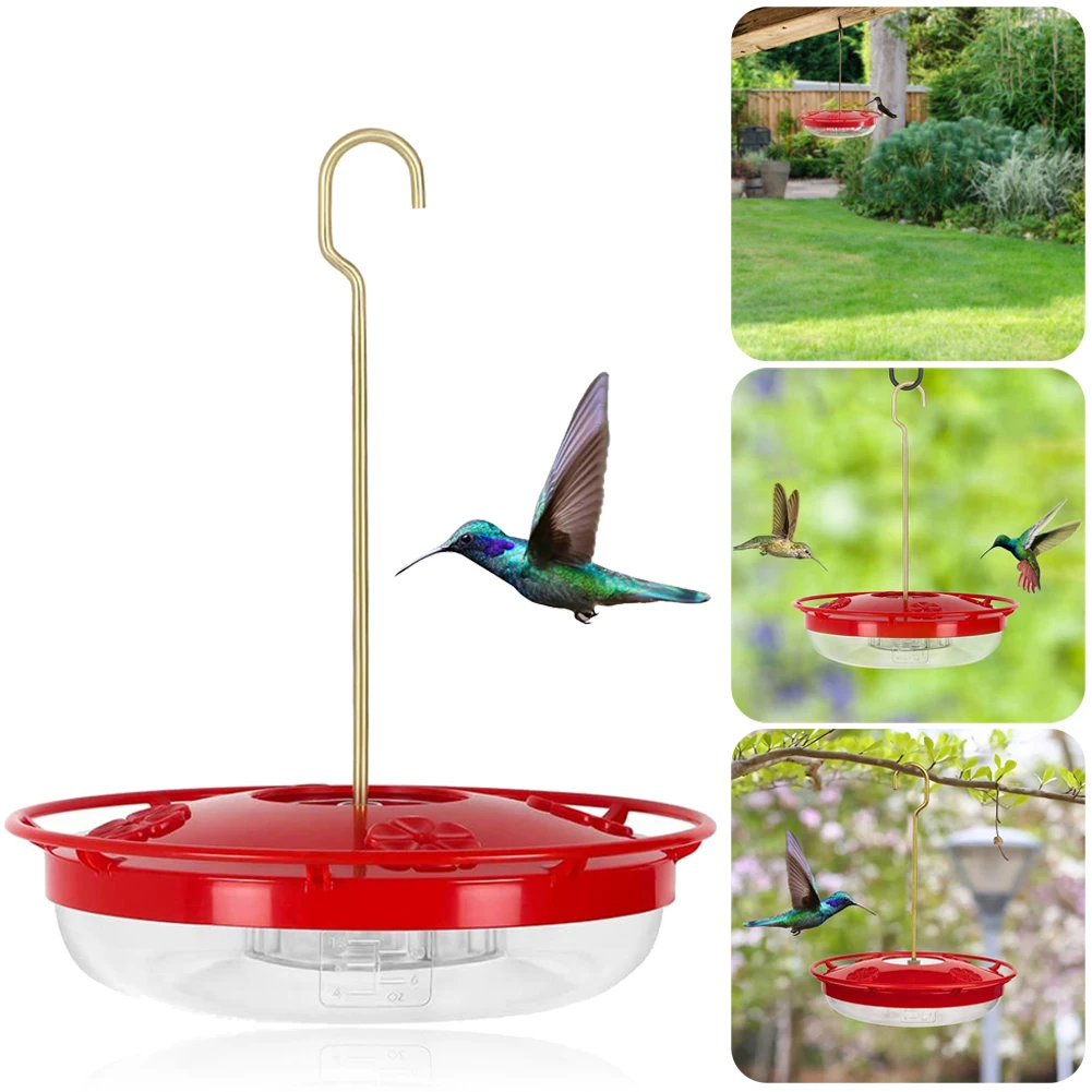 Hanging Bird Feeder with Copper Hook 4 Ports 14oz Round Hummingbird Feeder for Outdoor Garden Yard Decoration
