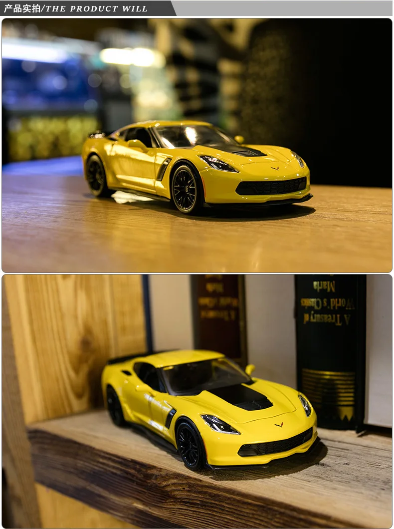 Масштаб 1:24 Chevrolet Corvette Z06 ZL1 имитация литья под давлением металлическая модель автомобиля сплав автомобиль игрушки для мальчиков подарки коллекция Горячая колесо