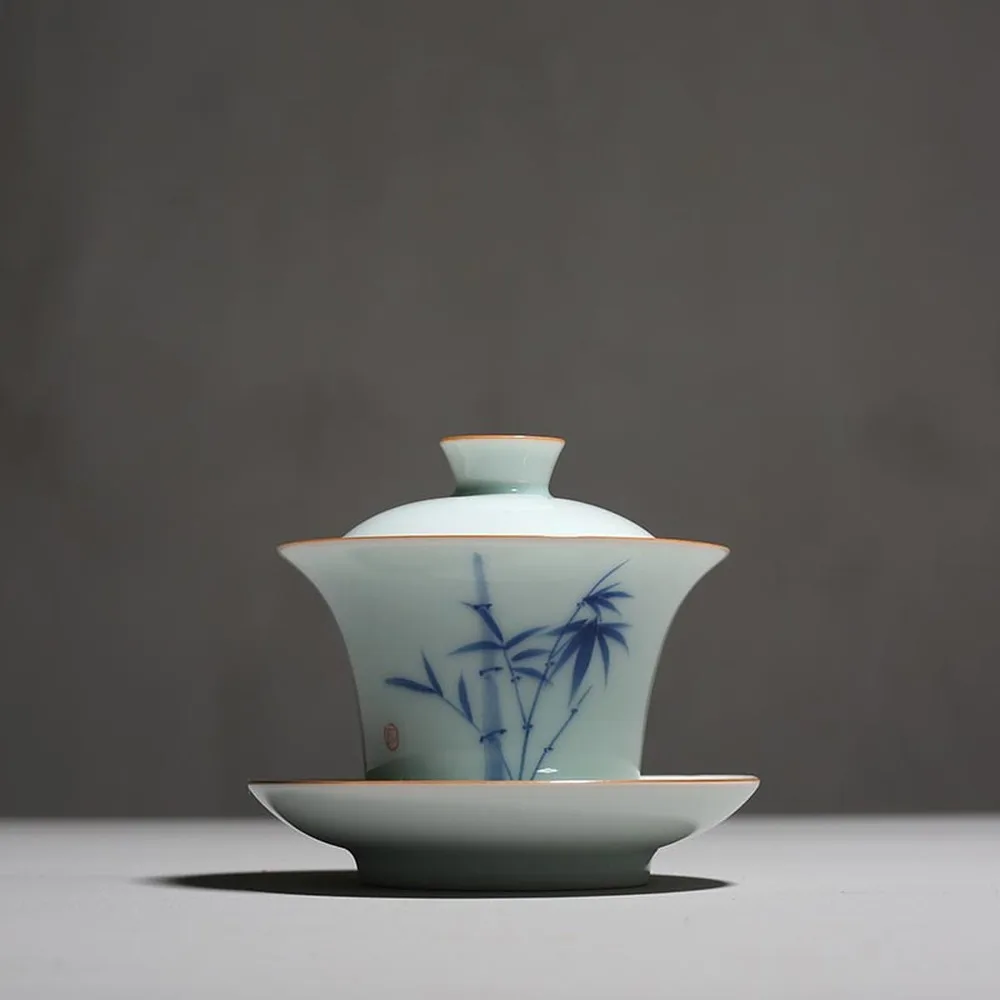 135 мл ручная роспись бамбуковый фарфор Gaiwan керамическая чайная чаша кунг фу чашка