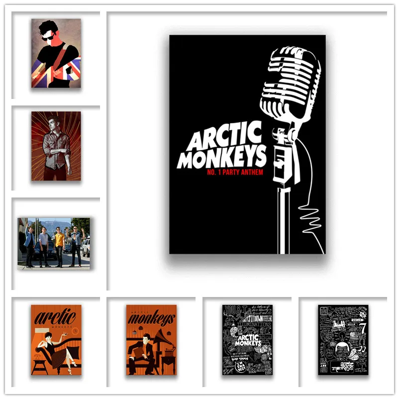 Музыкальная группа Arctic monkey с белым покрытием бумажные принты четкое изображение